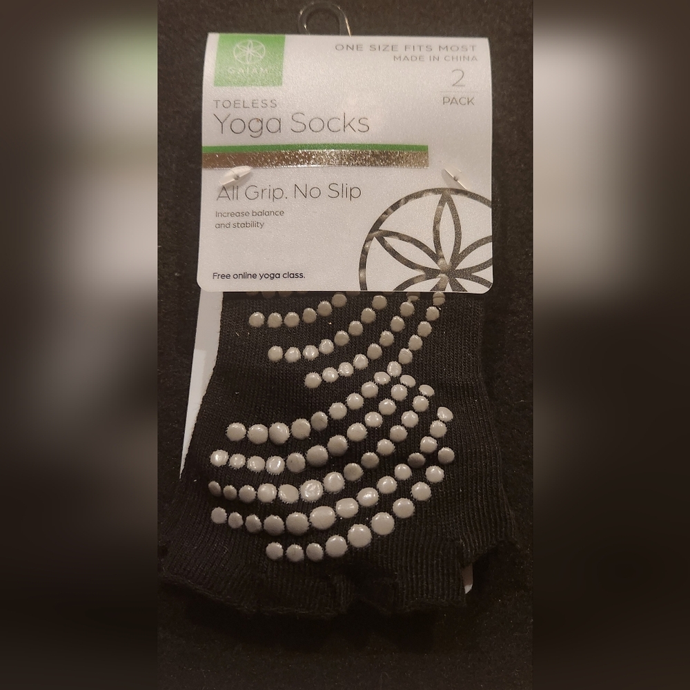 GAIAM Black Toeless Yoga Socks - 2 Pack